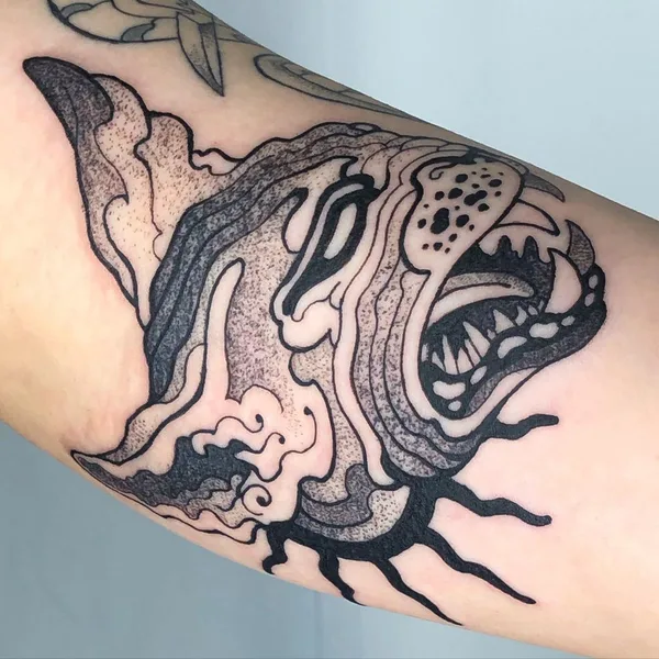 Graphic tattoo by Zox Volkov in Portland
