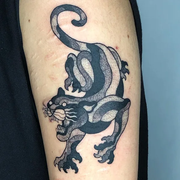 Graphic tattoo by Zox Volkov in Portland