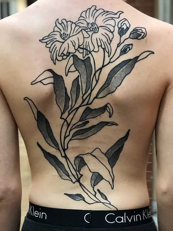 black and grey botanic Tatuaggio su upper back #47735 | Tatuatore Zox Volkov