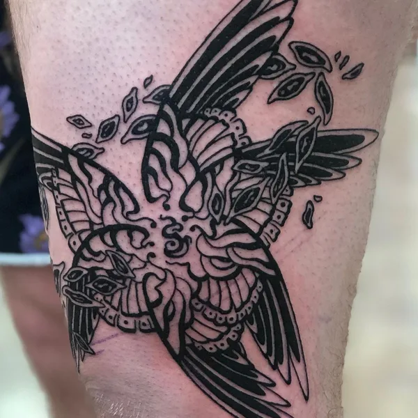 Graphic tattoo by Zox Volkov in Portland