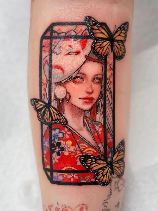 female color illustrative 타투 부위 forearm #38628 | 타투이스트 LEESU