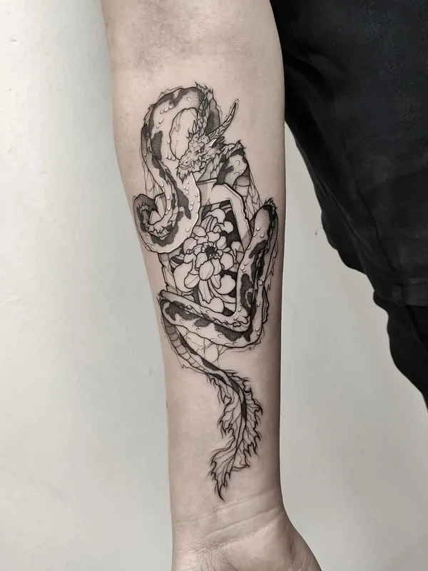 black and grey japanese Tatuaggio su forearm #51765 | Tatuatore Илья Сергеев