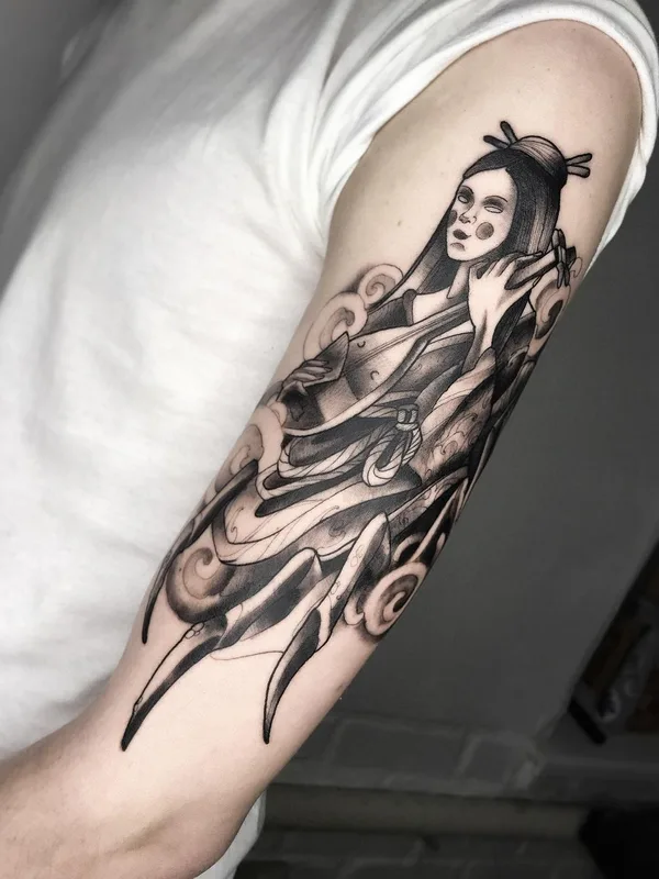 black and grey blackwork tattoo on forearm #51774 | Tattoo Artist Юлия Левицкая