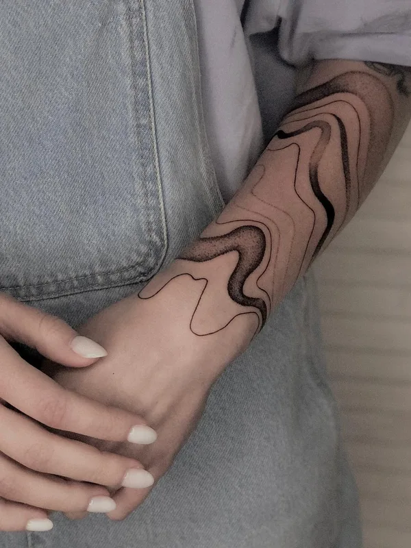 black and grey linework Tatuaggio su forearm #51836 | Tatuatore Елизавета Стрельцова