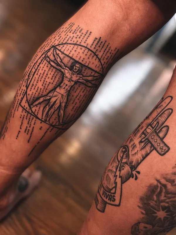 black sketch татуировка на calf #51845 | Тату мастер Макс @meow.tattooer