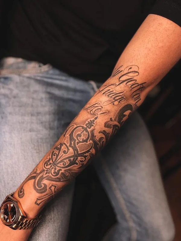 black and grey blackwork татуировка на forearm #51854 | Тату мастер Макс @meow.tattooer