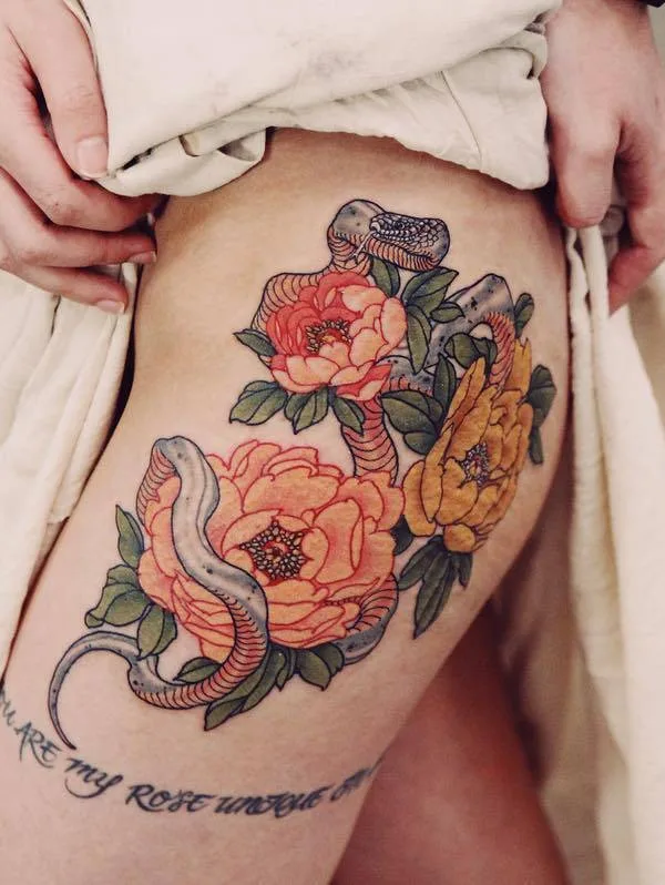 female color illustrative 타투 부위 thigh #29143 | 타투이스트 Yuuz