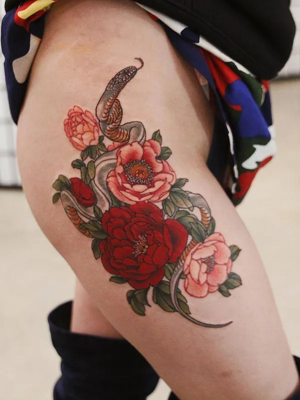 color neo traditional 타투 부위 thigh #29144 | 타투이스트 Yuuz