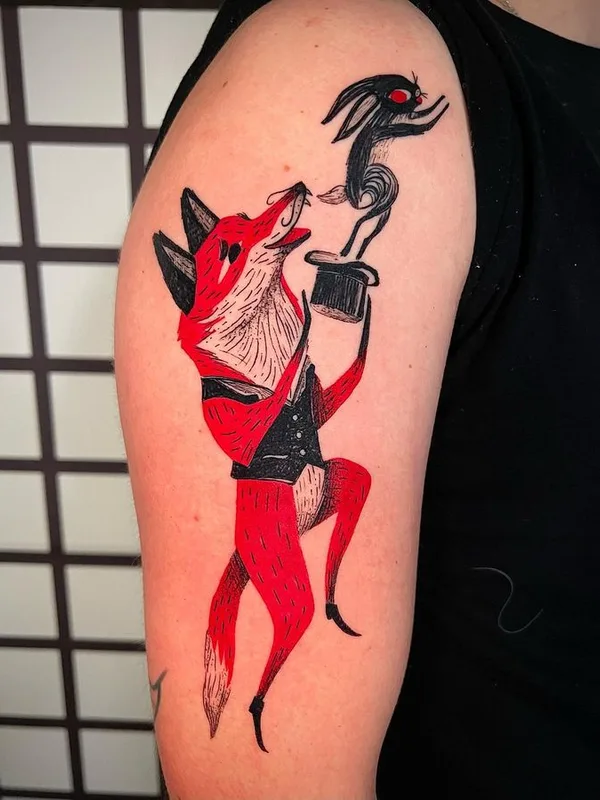 color illustrative tattoo auf upper arm #65262 | Tätowierer Funky Boy Tattoo