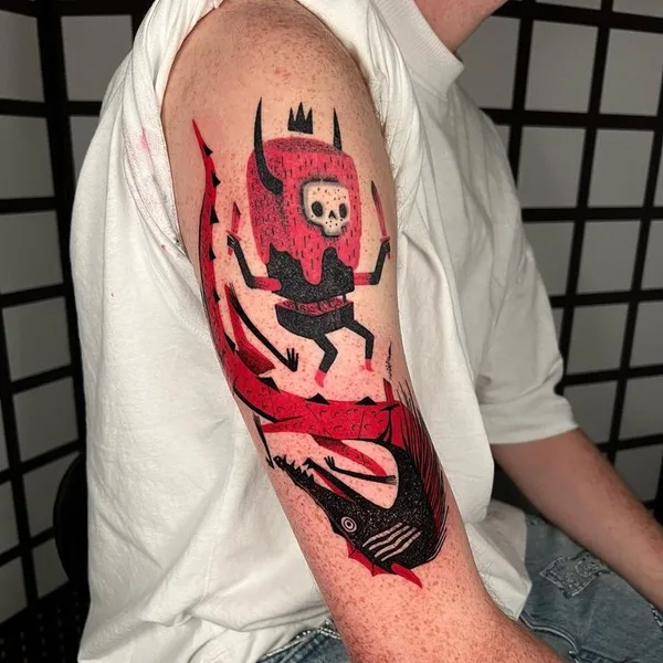 Illustrative tattoo by Funky Boy Tattoo in Den Haag