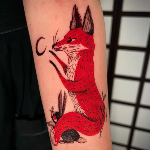 Illustrative tattoo by Funky Boy Tattoo in Den Haag