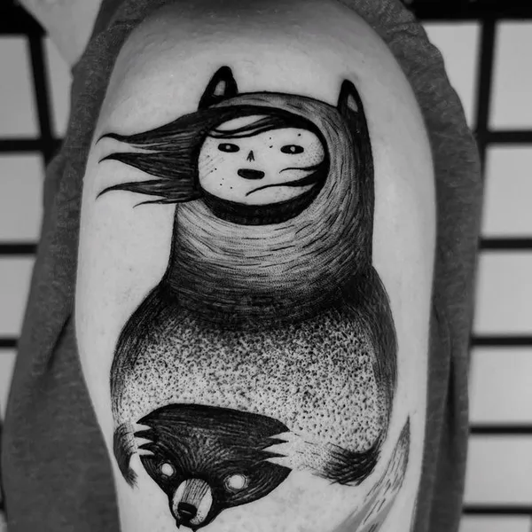 Illustrative tattoo by Funky Boy Tattoo in Den Haag