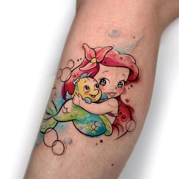 Watercolor tattoo by Sandra Rizos in Madrid