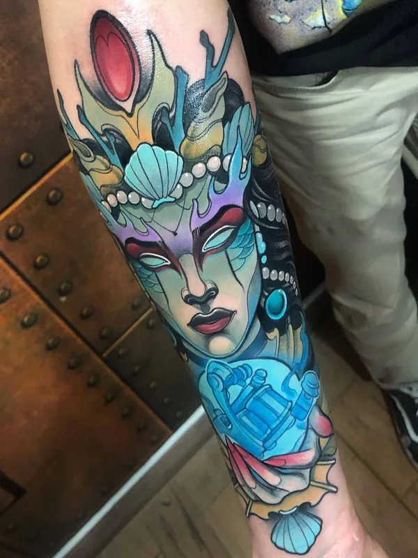 men color neotraditional татуировка на forearm #29546 | Тату мастер Juan David Rendón