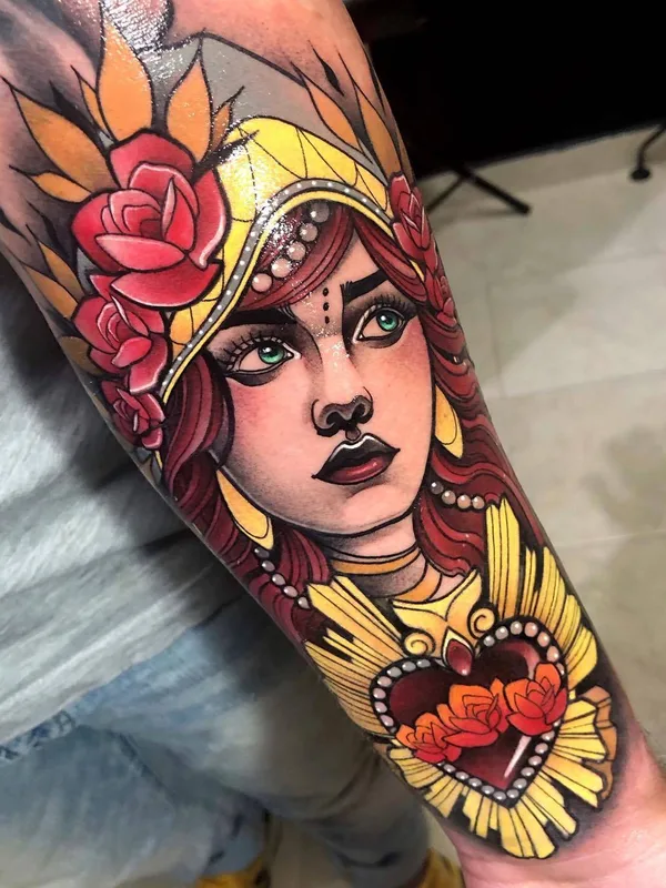 men color neotraditional татуировка на forearm #29541 | Тату мастер Juan David Rendón