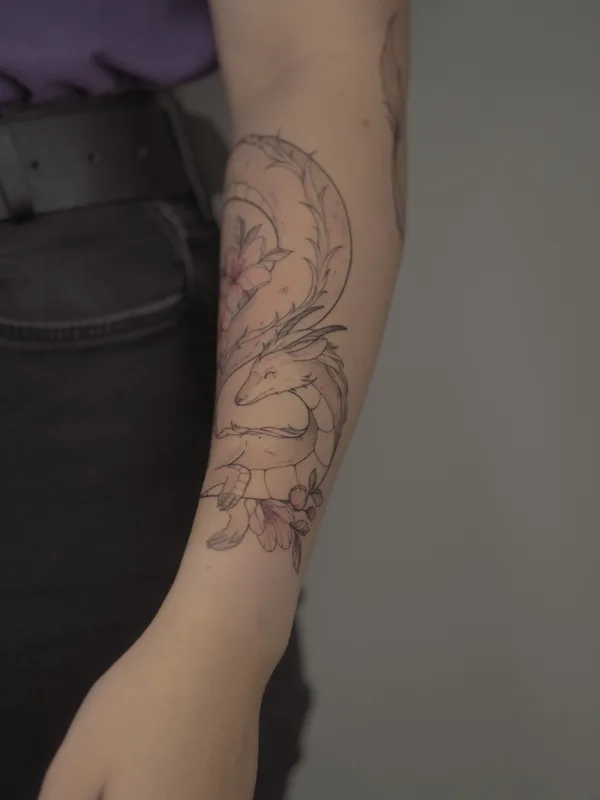 black and grey fineline татуировка на forearm #67036 | Тату мастер Лена Осень