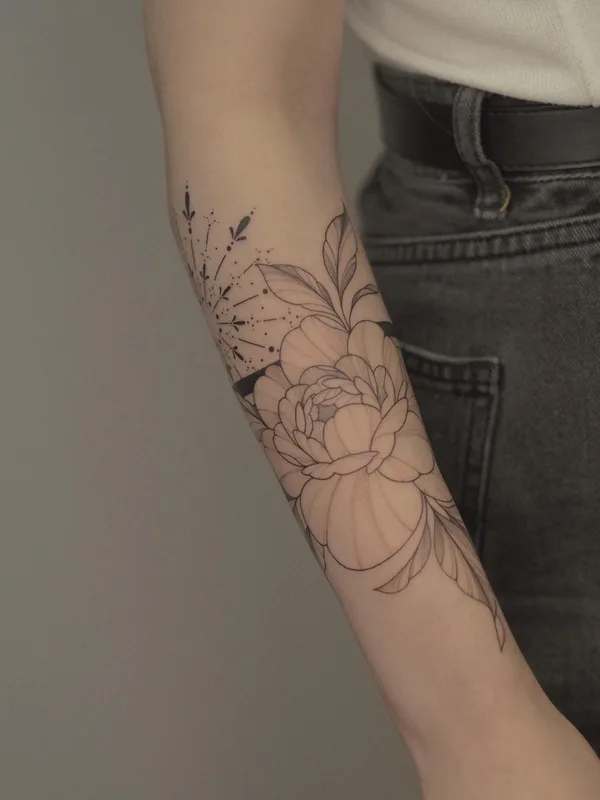 black and grey fineline татуировка на forearm #67041 | Тату мастер Лена Осень