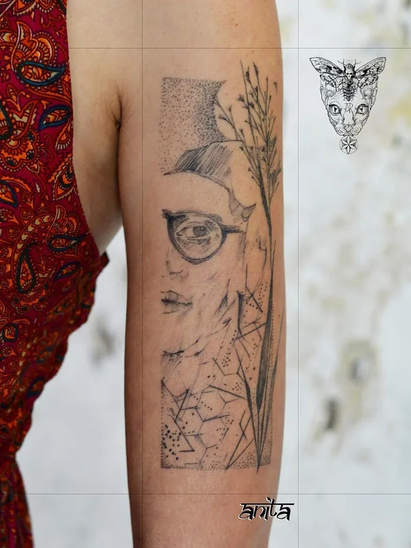 female black sketch tattoo on forearm #57210 | Tattoo Artist Anita Rossi