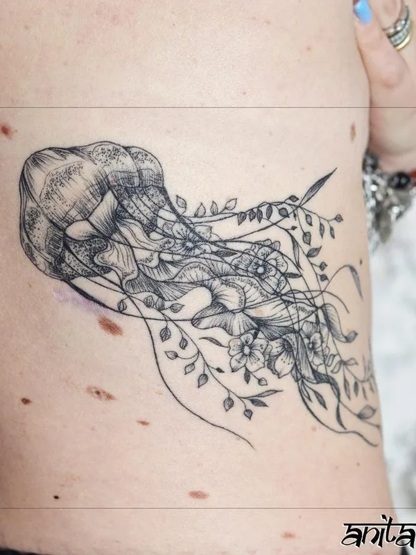 female black blackwork tattoo on side #57202 | Tattoo Artist Anita Rossi