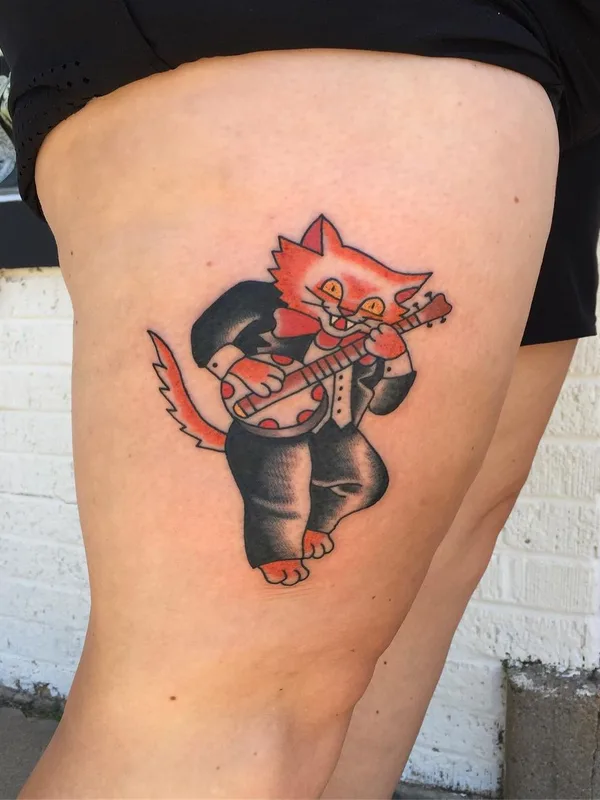color traditional 纹身 在 thigh #57211 | 纹身师 Matt Headley