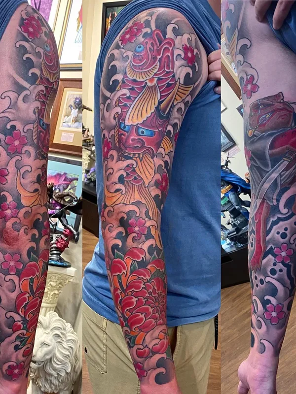 male color japanese 纹身 在 full sleeve #57234 | 纹身师 Declan Sweeney