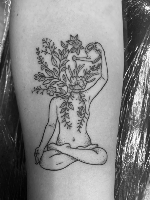 black and grey linework 纹身 在 forearm #57250 | 纹身师 Kirsten Marsden Ballantyne