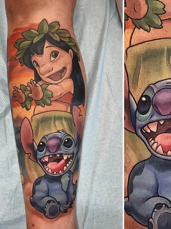 color cartoon Tatuaggio su calf #57264 | Tatuatore Halo Grey