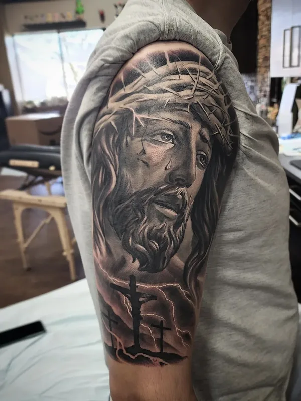 black and grey realism Tatuaggio su full sleeve #57272 | Tatuatore Danny Bayron