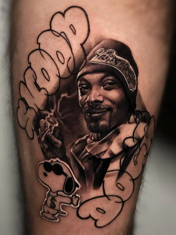 black and grey black and grey tattoo auf calf #32253 | Tätowierer Rober Villanueva
