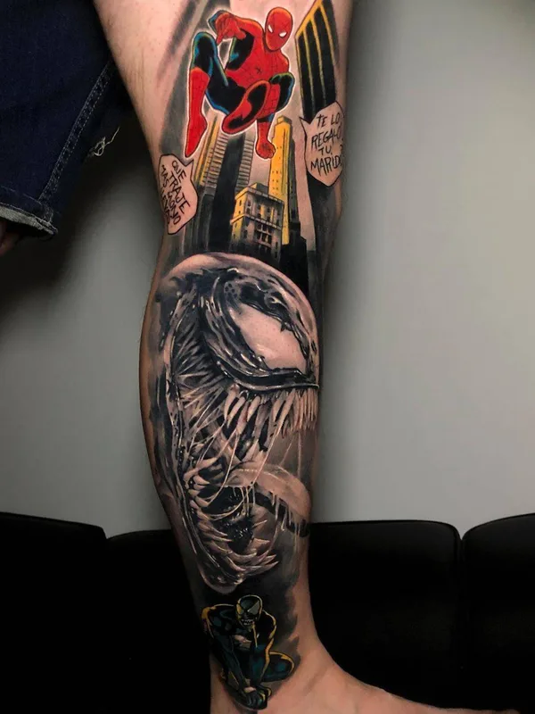 male color realism tattoo auf calf #32259 | Tätowierer Rober Villanueva