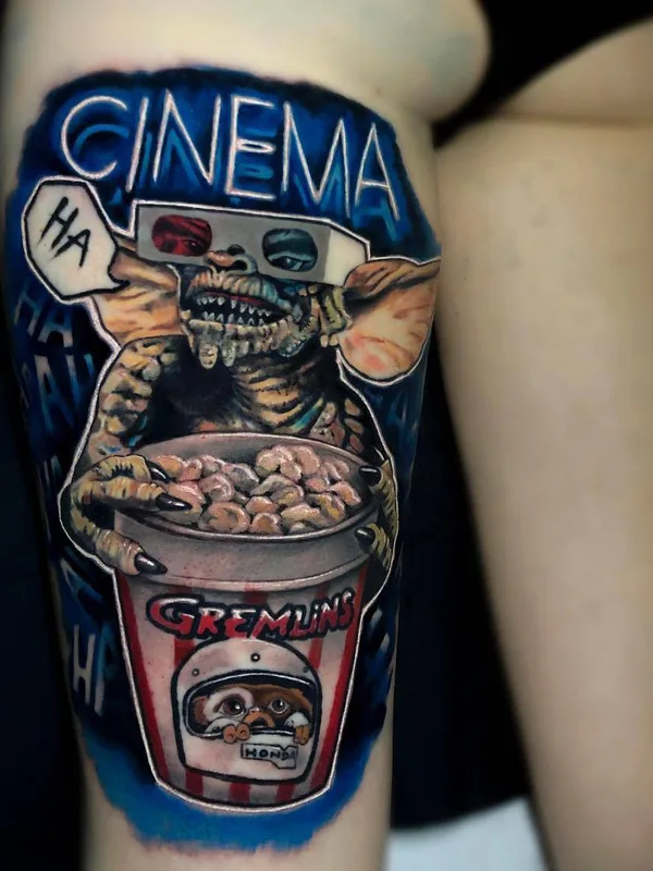 color illustrative tattoo auf thigh #32256 | Tätowierer Rober Villanueva