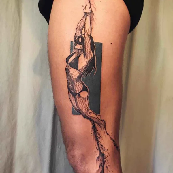 Author's Style tattoo by L'oiseau (Franck Solers) in Collioure