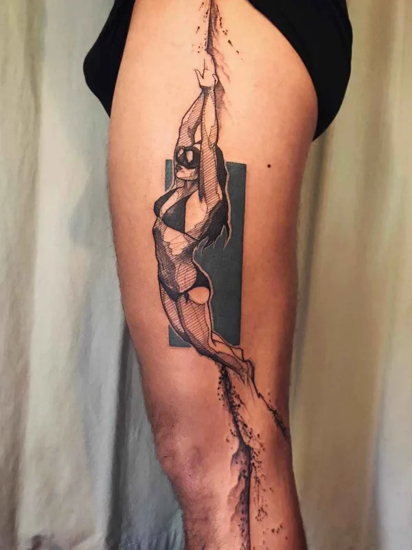 Author's Style tattoo by L'oiseau (Franck Solers) in Collioure