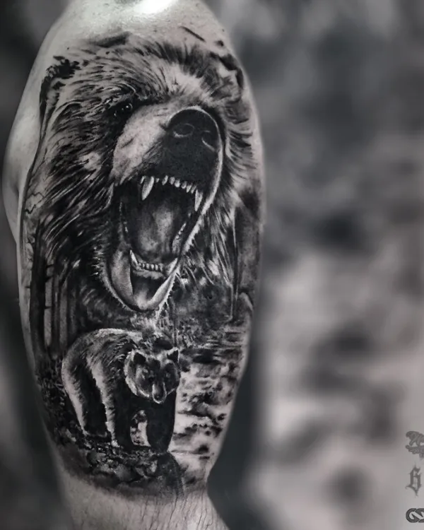 black and grey realism 纹身 在 upper arm #37460 | 纹身师 Михаил Гуров