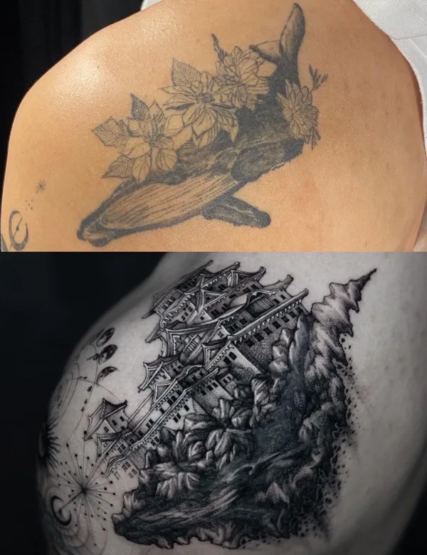 black and grey black and grey tattoo auf shoulder #59021 | Tätowierer Park Tattooer
