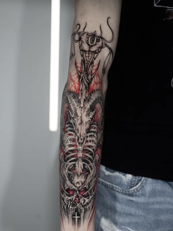 color biomechanical tattoo auf forearm #59014 | Tätowierer Park Tattooer