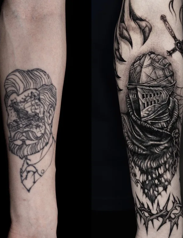 black and grey blackwork tattoo auf forearm #59020 | Tätowierer Park Tattooer