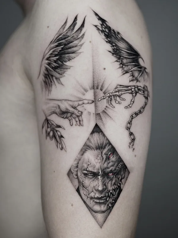 black and grey black and grey tattoo auf upper arm #59013 | Tätowierer Park Tattooer