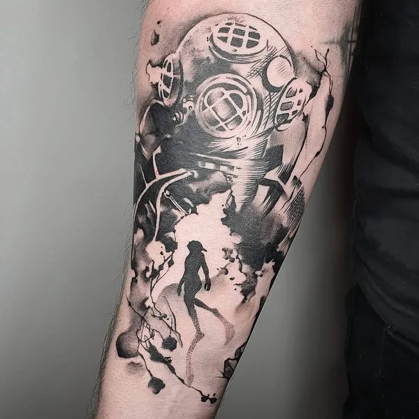 Watercolor tattoo by Vanesa Surtkova in Bergen