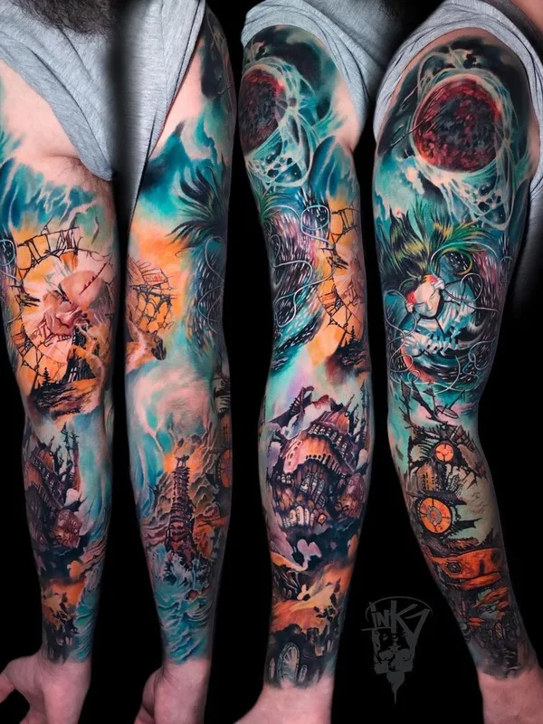 color illustrative татуировка на full sleeve #43141 | Тату мастер Aleksander Lien