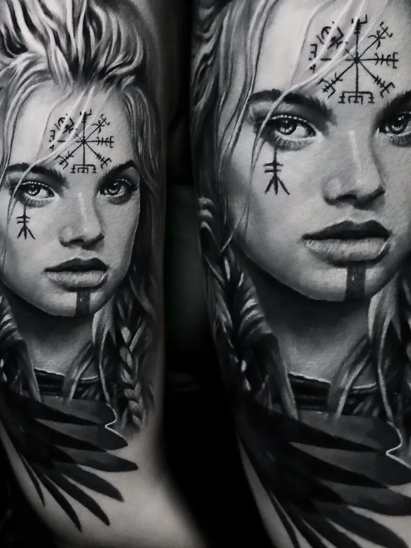 female black and grey realism татуировка на forearm #43136 | Тату мастер Aleksander Lien