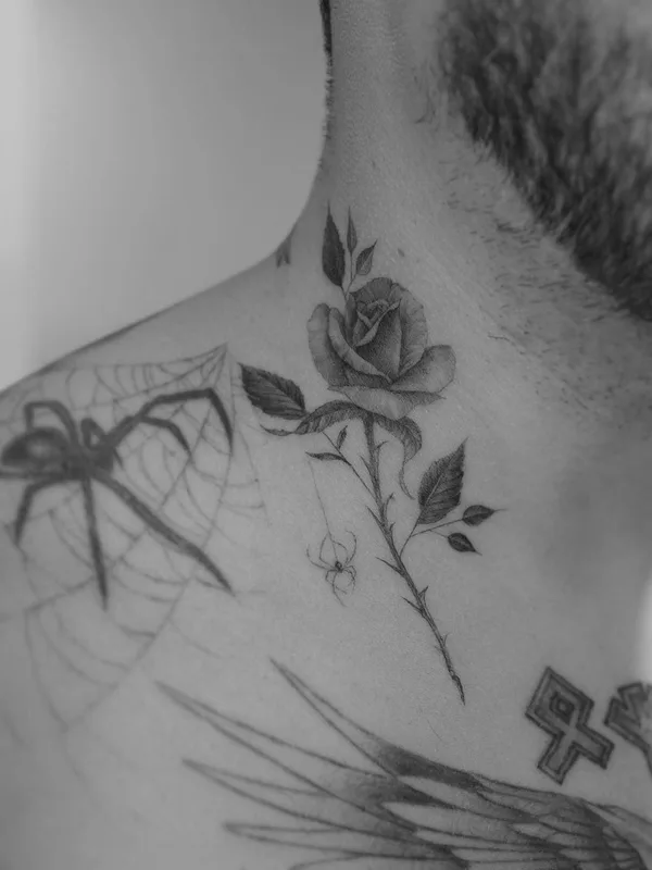 male black and grey black and grey tatuaje en neck #43163 | Tatuador Doctor Woo