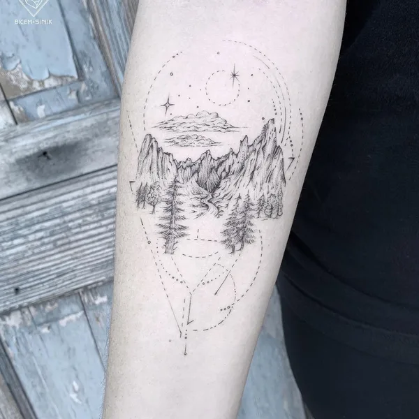 Linework tattoo by Bicem Sinik in New York City
