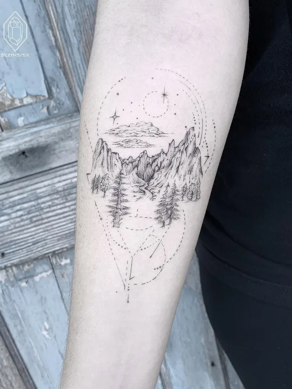 black linework татуировка на forearm #43265 | Тату мастер Bicem Sinik
