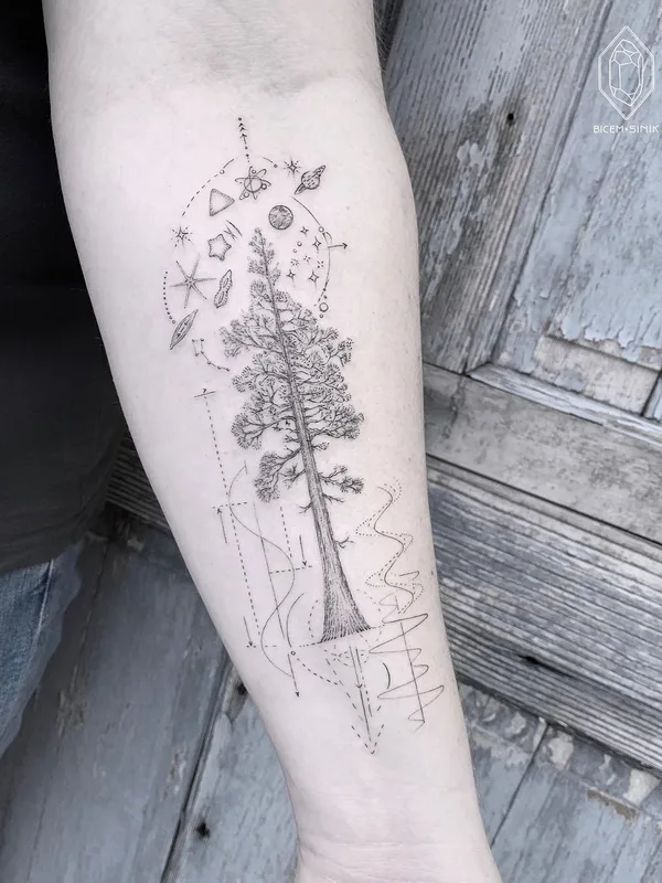 black linework татуировка на forearm #43261 | Тату мастер Bicem Sinik