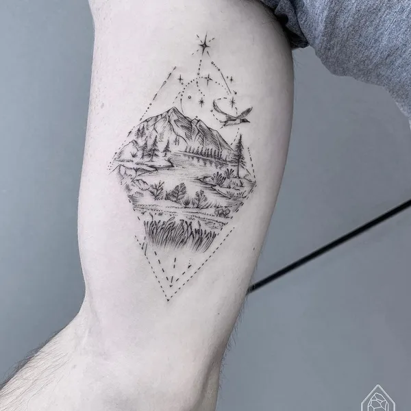 Linework tattoo by Bicem Sinik in New York City