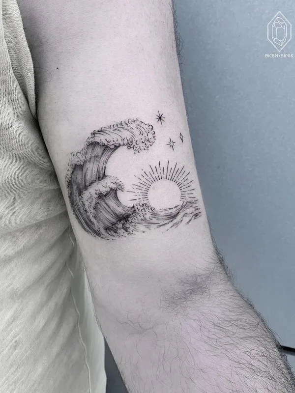 black and grey linework татуировка на forearm #43263 | Тату мастер Bicem Sinik