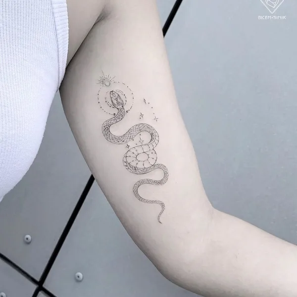 Linework tattoo by Bicem Sinik in New York City