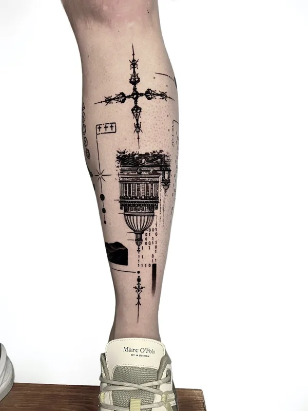 black blackwork 타투 부위 calf #59817 | 타투이스트 Марк Друщенко