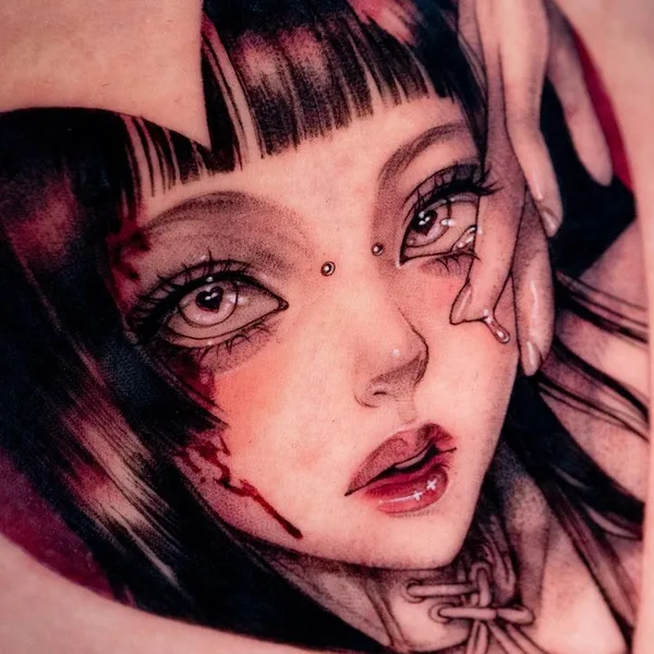 Anime tattoo by Domi Lee in Busan